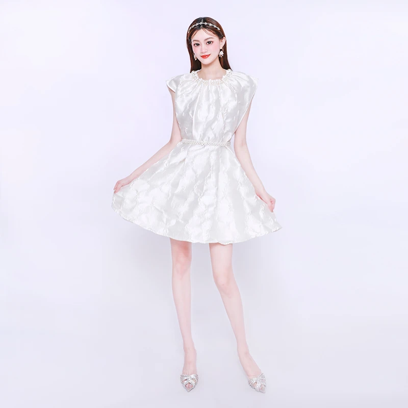 SUSAN LAZAR提花珍珠A摆连衣裙