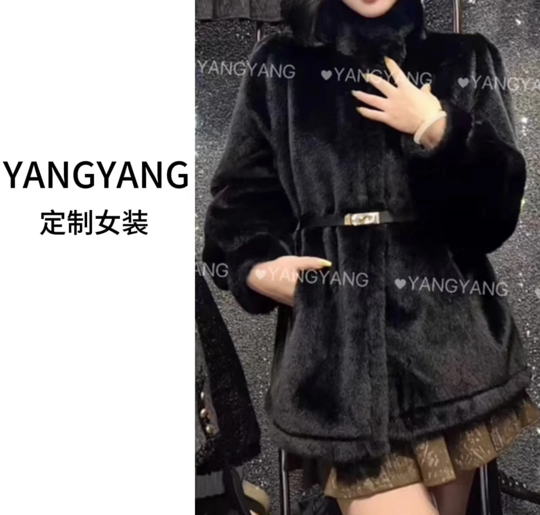YANGYANG 冬季新款宽松立领毛茸茸外套上衣