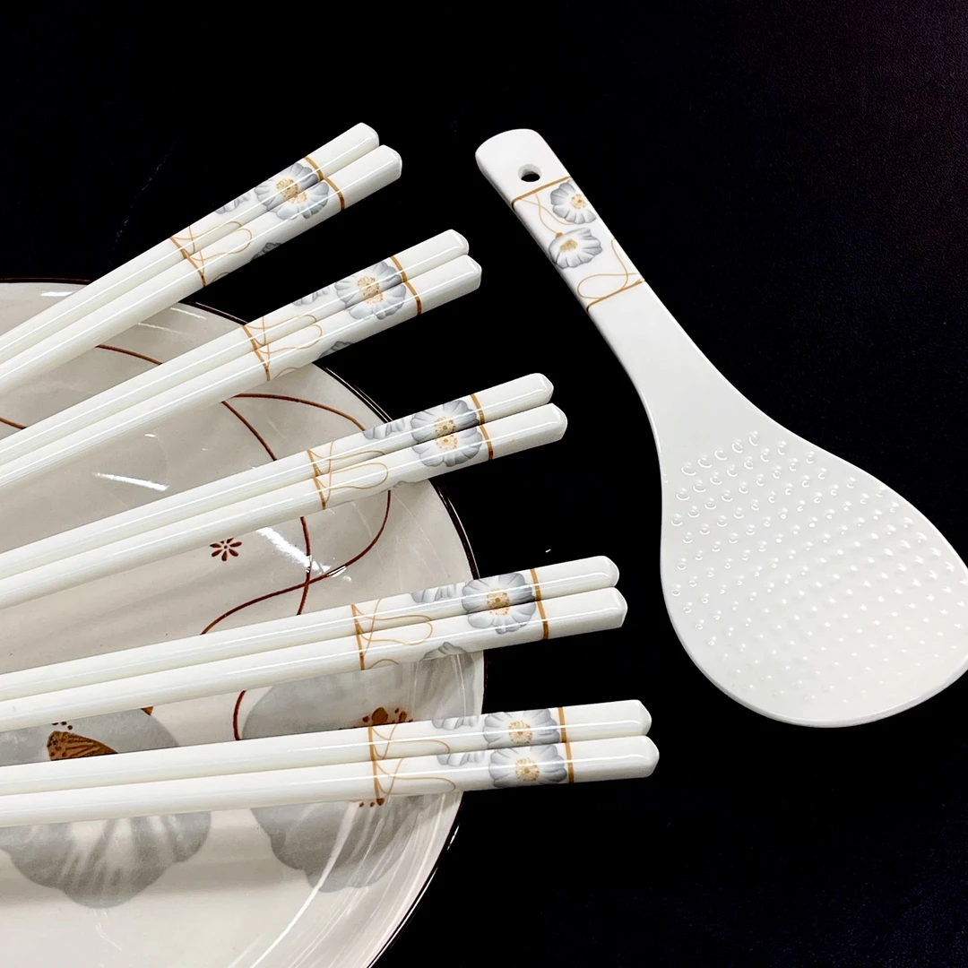 东正009岁月静好骨瓷筷子10双+饭铲  破损补发