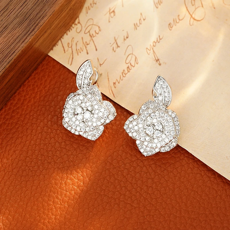 铜合金合成锆石耳饰 5847【玫瑰庄园】简约个性精致时尚耳钉耳环