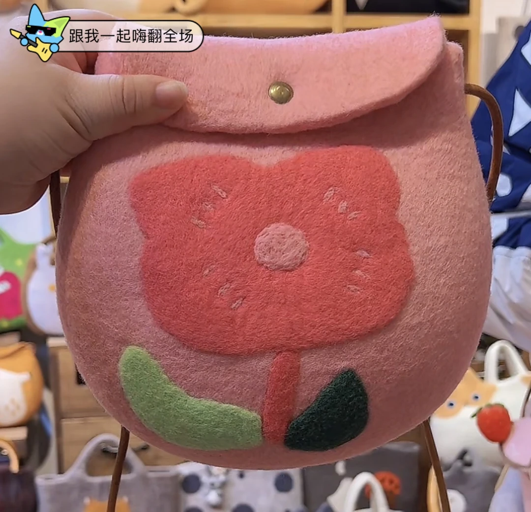 浅粉色花朵手提包包