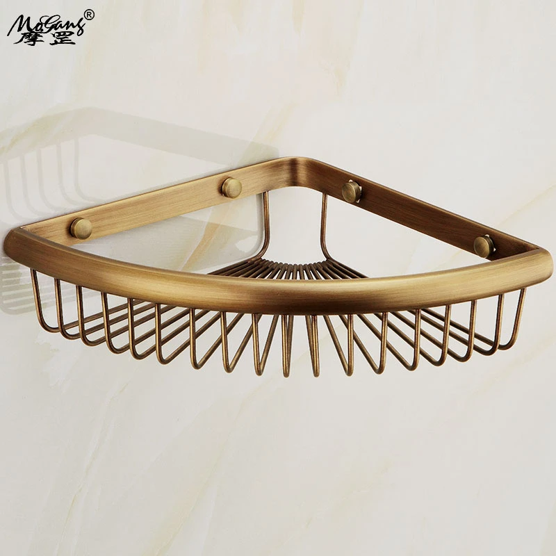 MoGang/摩罡全铜欧式复古酒店卫生间浴室壁挂三角置物架浴室角架