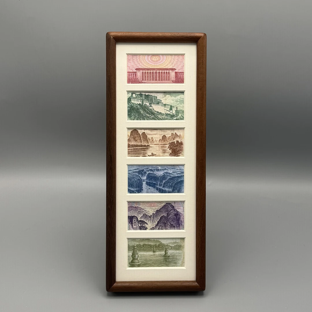 画框摆台六连框实木榫卯字画相框