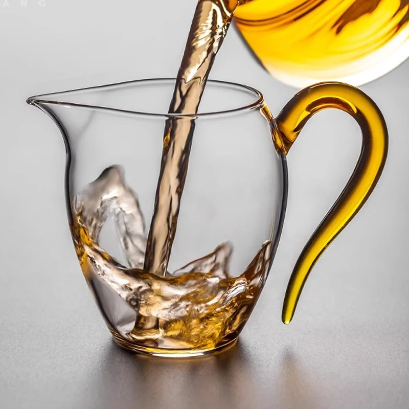 玻璃公道杯茶漏公杯茶滤套装茶具配件分茶器带手柄耐热