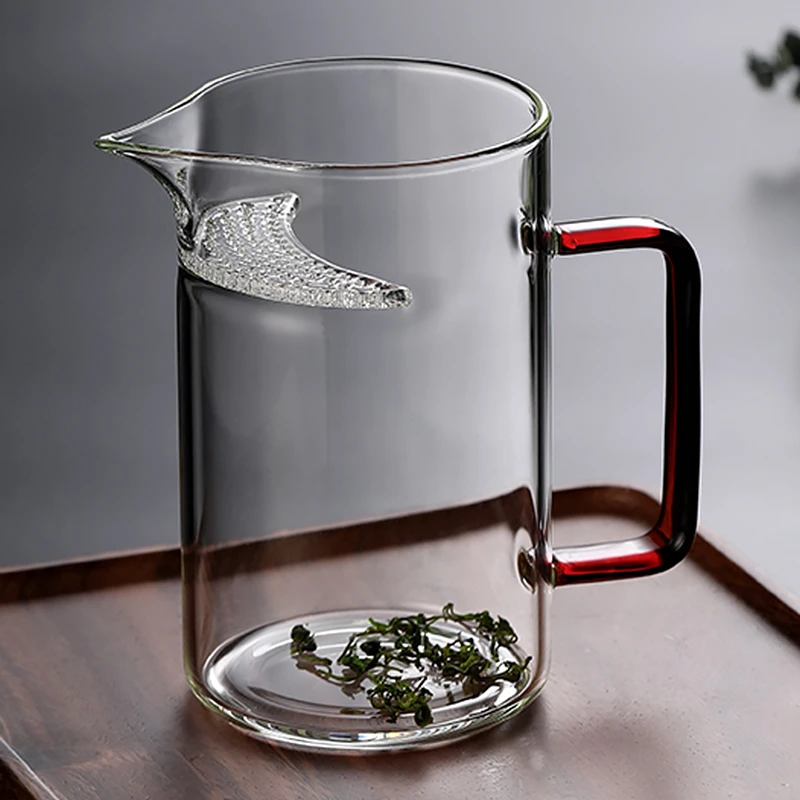 玻璃公道杯带茶漏一体大容量500ml月牙过滤泡茶杯功夫茶彩把公杯