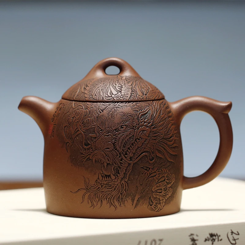 秦权工艺美术师杨喜雨全手工刻绘正品宜兴紫砂壶原矿底槽清275cc