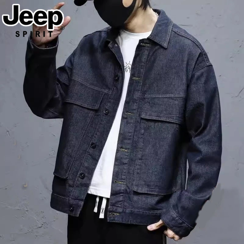 JEEPSPIRIT吉普秋冬季男士牛仔衣加绒保暖宽松休闲时尚潮流感外套