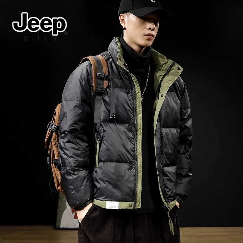 JEEPSPIRIT吉普男士冬季短款羽绒服潮流简约百搭帅气加厚保暖外套