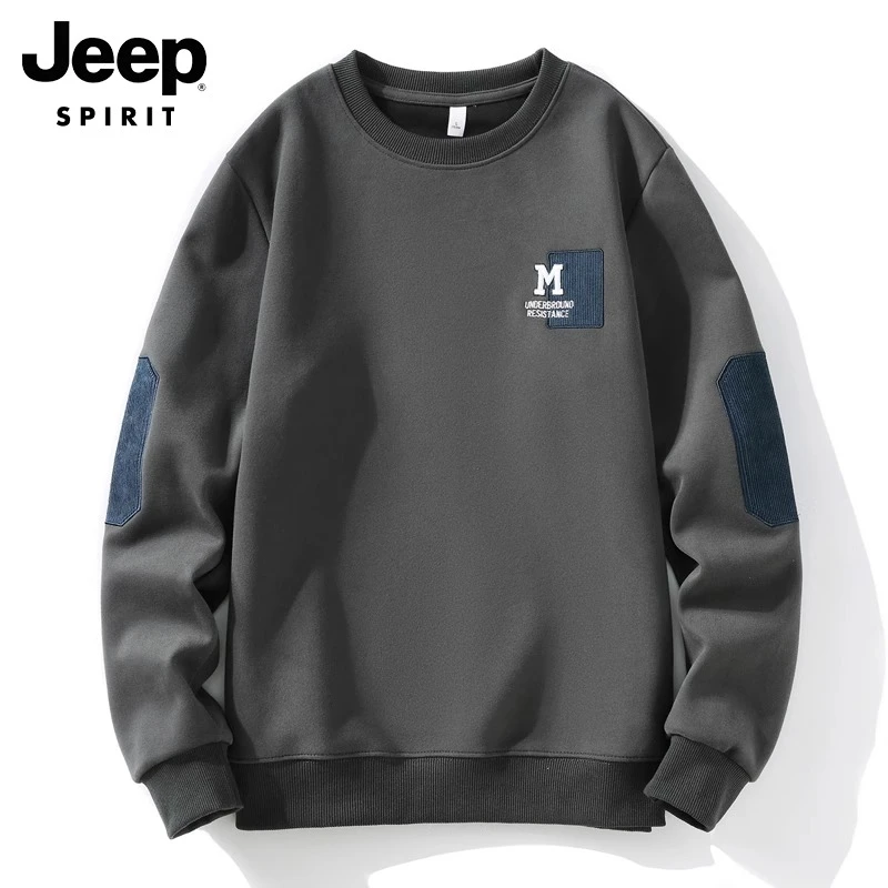 JEEPSPIRIT吉普男士秋冬卫衣潮流休闲运动上衣重松圆领长袖男t恤