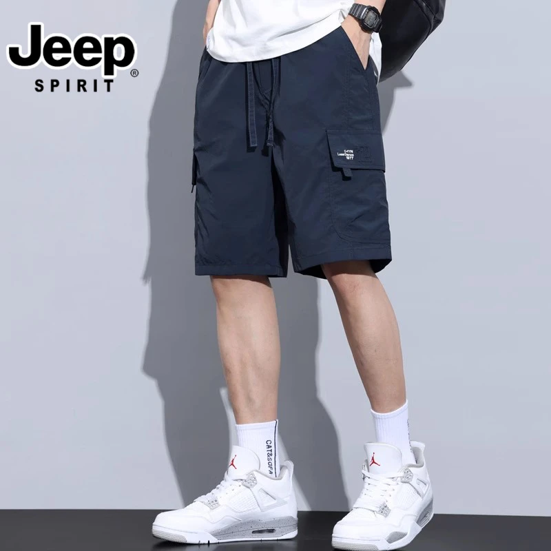 JEEPSPIRIT吉普男士夏季短裤宽松薄款直筒透气时尚潮流百搭五分裤