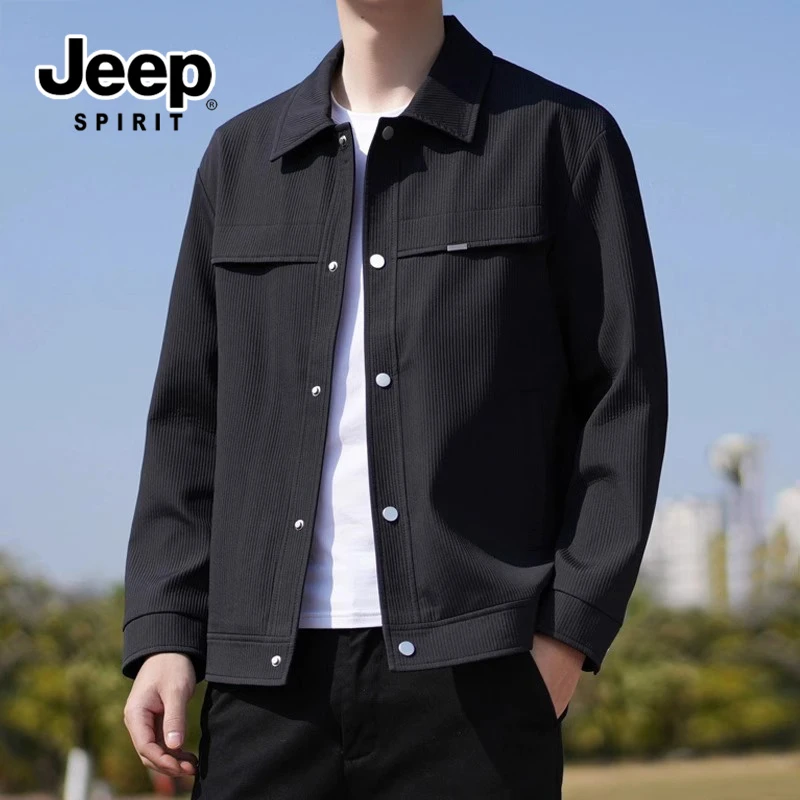 JEEPSPIRIT吉普男士秋季夹克潮流时尚百搭帅气翻领宽松休闲男外套