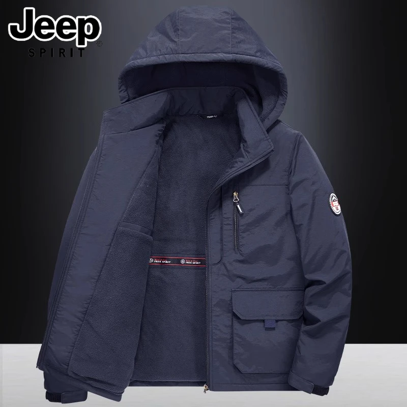 JEEPSPIRIT吉普男士休闲夹克冬季新款潮流时尚宽松大码工装男外套