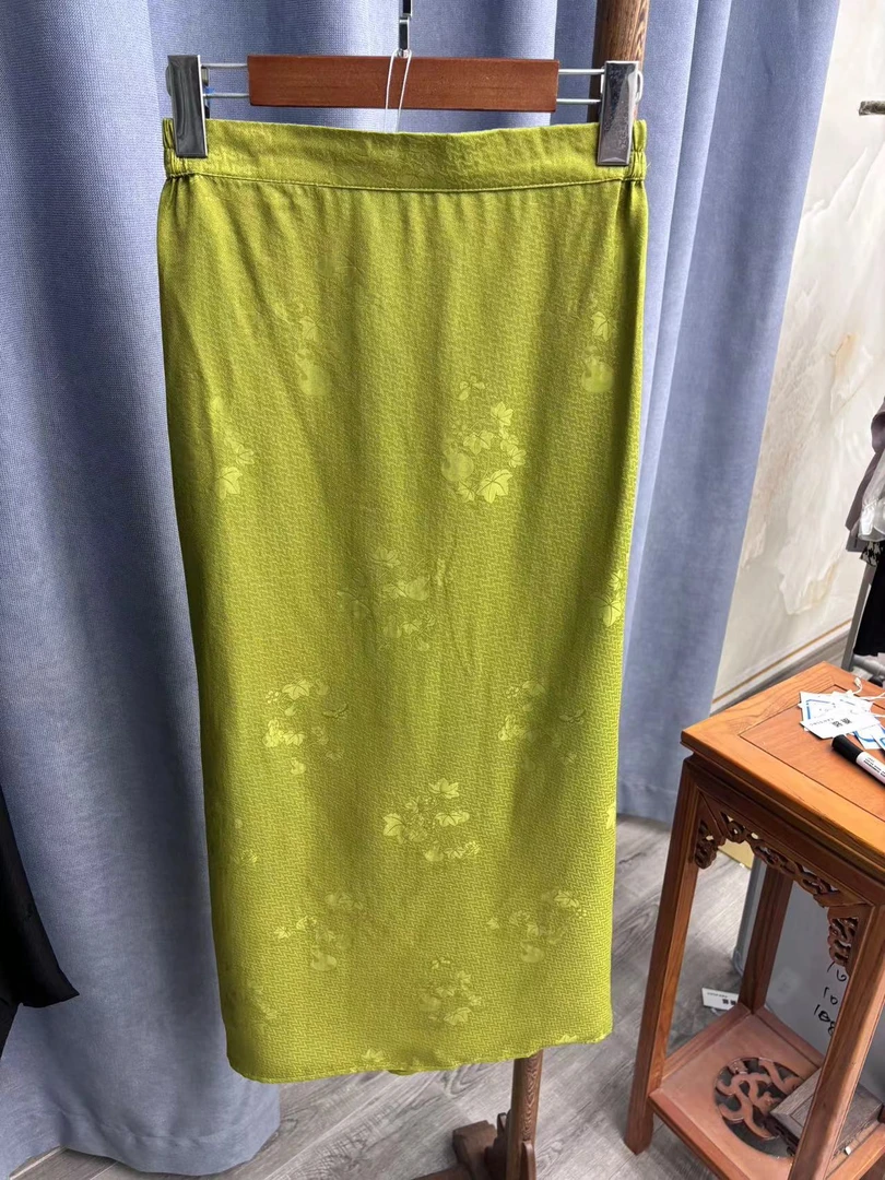 2024秋季新款中国风新中式桑蚕丝香云纱一步包臀半身裙A428