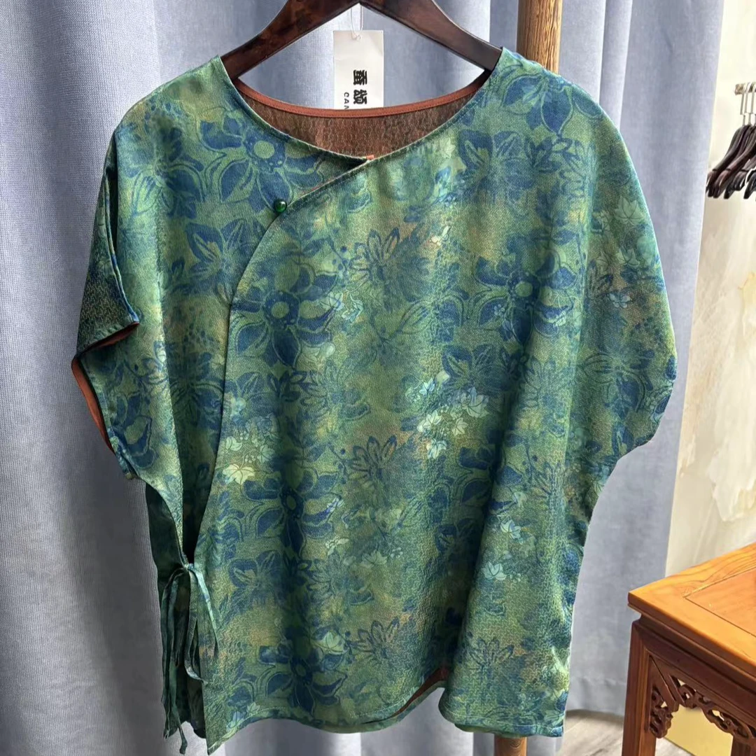 2024夏季新款中国风新中式桑蚕丝上衣女A212