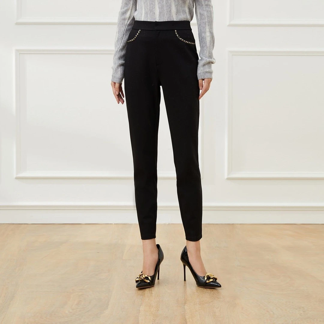 修身中腰紧身提臀加绒九分高腰小脚裤ZV01460