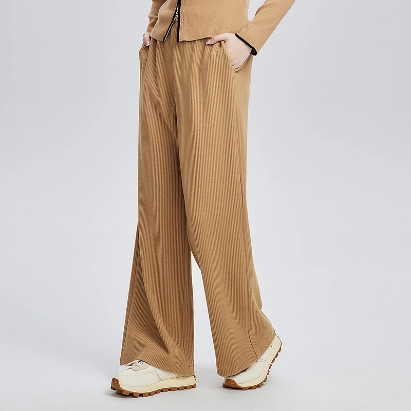 赢智尚秋新款卡其色阔腿加长裤女休闲舒适ZV02467