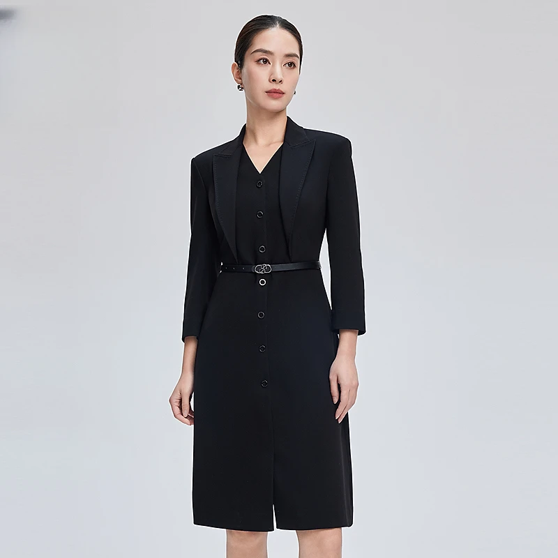 赢智尚假两件设计连衣裙时尚女装长裙轻奢通勤ZF02774