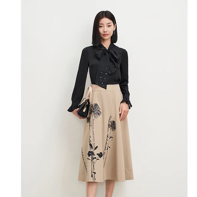 赢智尚时尚气质中腰较长款A型半身裙ZW00709