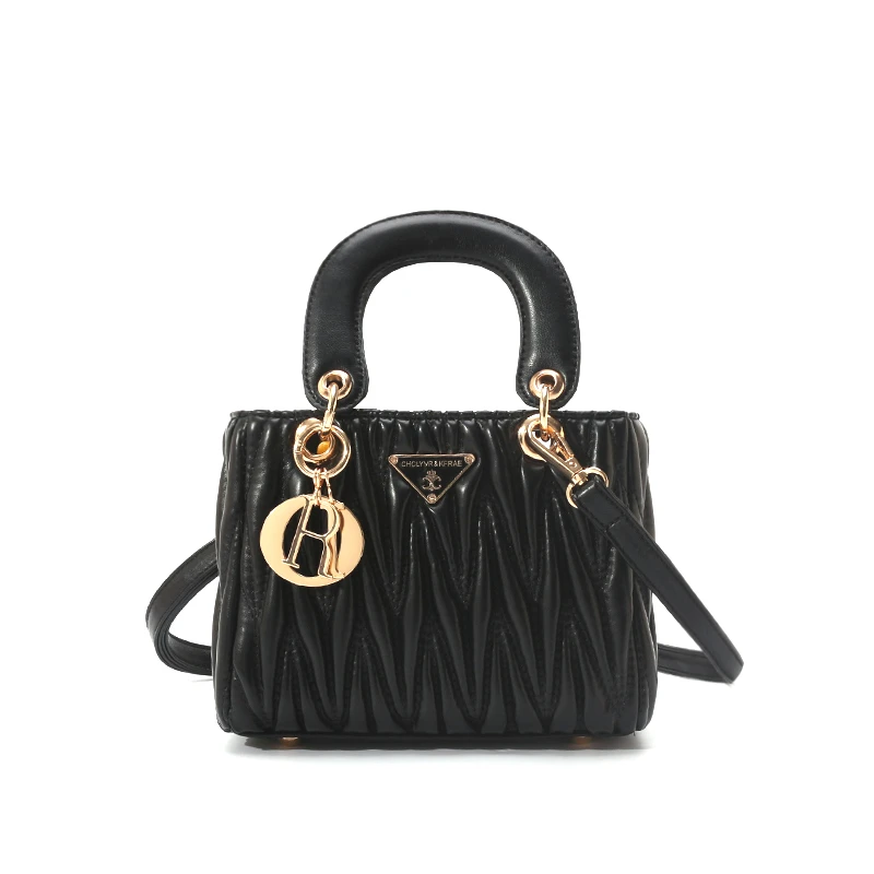 绣线手提单肩斜跨包5807黑