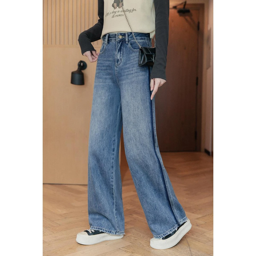 秋牛仔裤女显瘦小个子休闲直筒裤子潮