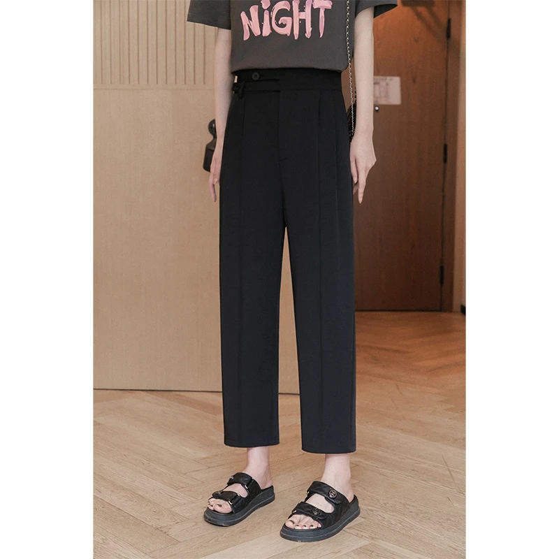 高腰九分裤款西装裤显瘦女裤子