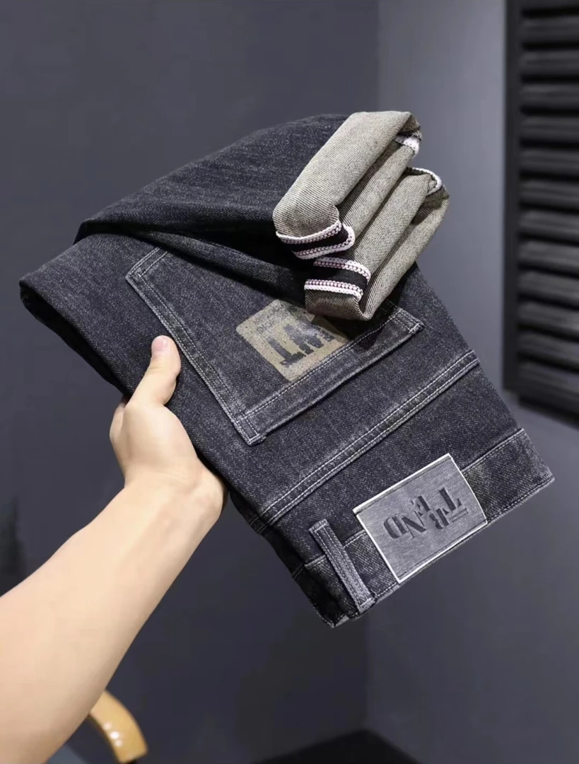 【潮牛】春秋常规款男士休闲弹力软牛仔百搭修身潮流小直筒牛仔长裤