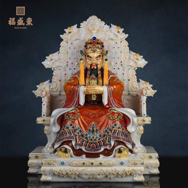 龙五爷汉白玉广济龙王彩绘五台山龙五爷九龙座椅款公司办公室摆件