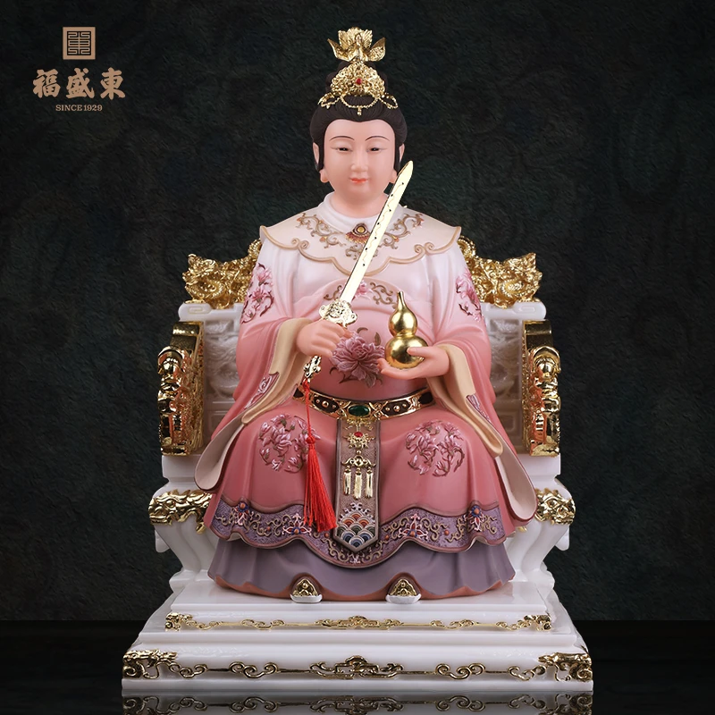 九天玄女汉白玉摆件工艺品九天娘娘圣母娘娘坐款家用居家桌面摆件