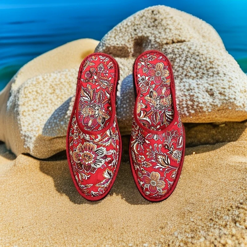 欧拖平底包头拖鞋女外穿千层底拖鞋浅口懒人半拖一脚蹬老北京布鞋