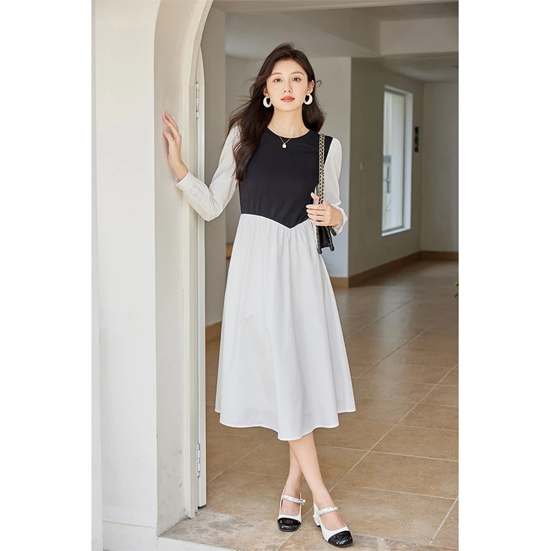 【大易粉丝专属】梵希蔓拼接通勤连衣裙秋装女减龄收腰裙子M2883