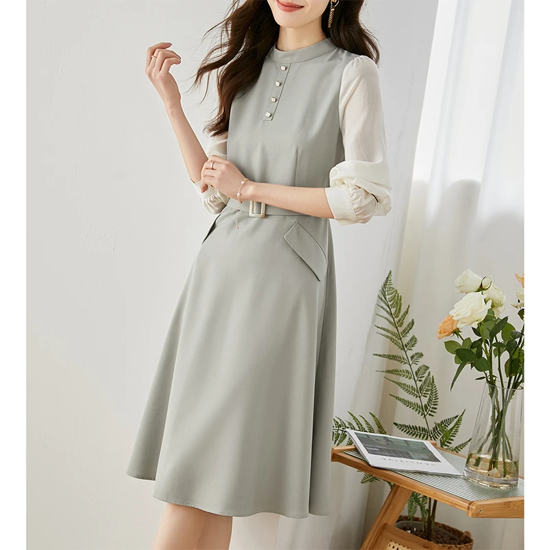 【羊羊专属】梵希蔓女连衣裙腰带女通勤女装别致独特裙子V7927