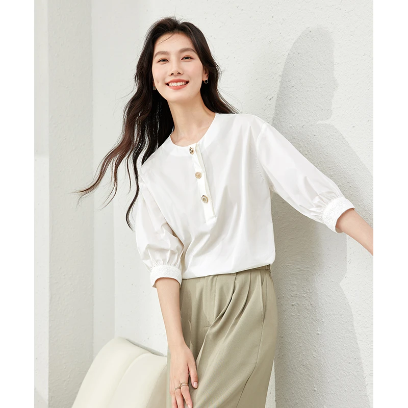 梵希蔓简约风高级感百搭通勤职业风衬衫V0863