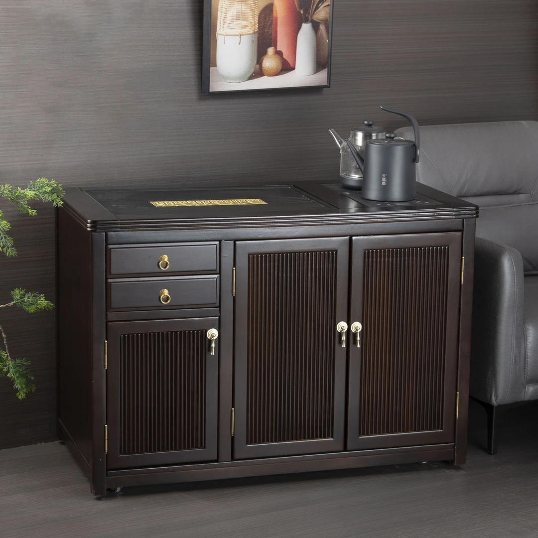 移动实木茶水柜茶桌家用小型泡茶台烧水壶一体侧边柜整装一米茶桌