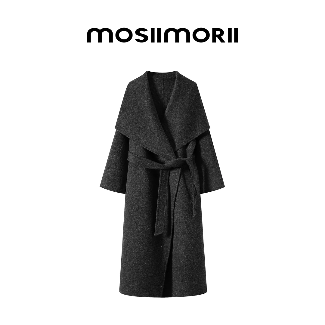【圣托里尼】 欧版设计师双面呢大衣女中长款外套风衣-MOSIIMORII