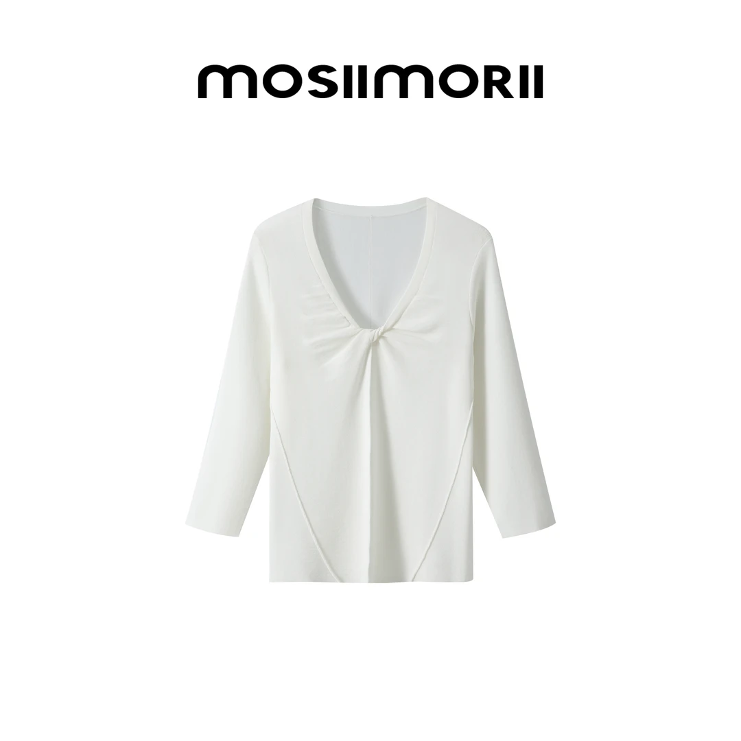 【旋转玫瑰】长袖针织衫休闲百搭薄款圆领透气显瘦纯色春夏极简风