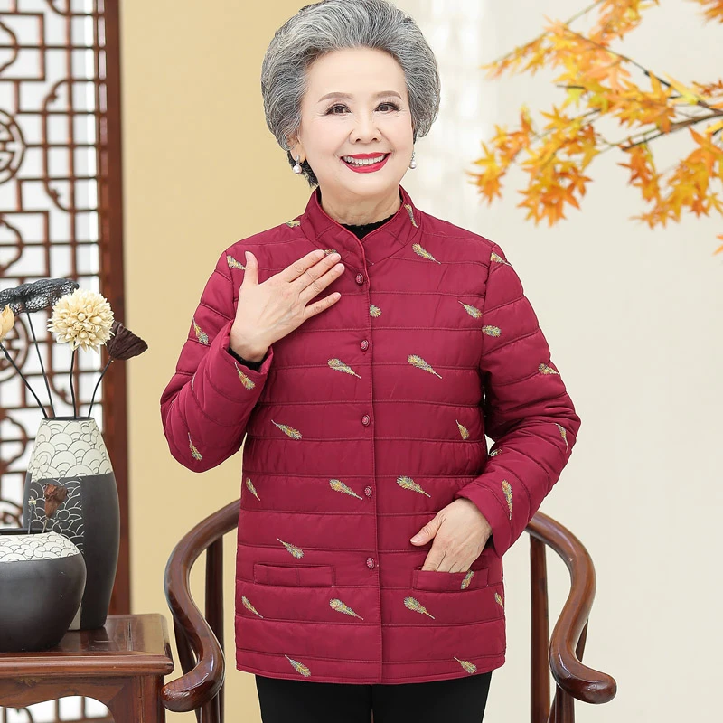 媛姿奶奶冬装外套轻薄老年人女装妈妈棉衣老太太棉袄棉服秋冬保暖