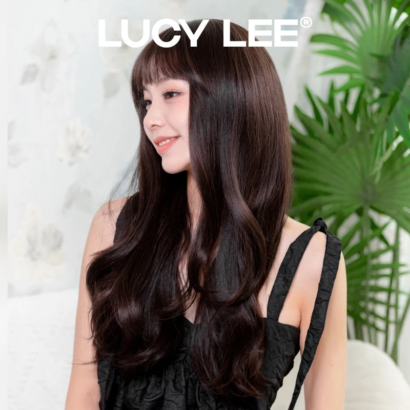 LUCY LEE浪漫卷发黑茶冷棕中分刘海长卷发女假发头套小圆圆不圆