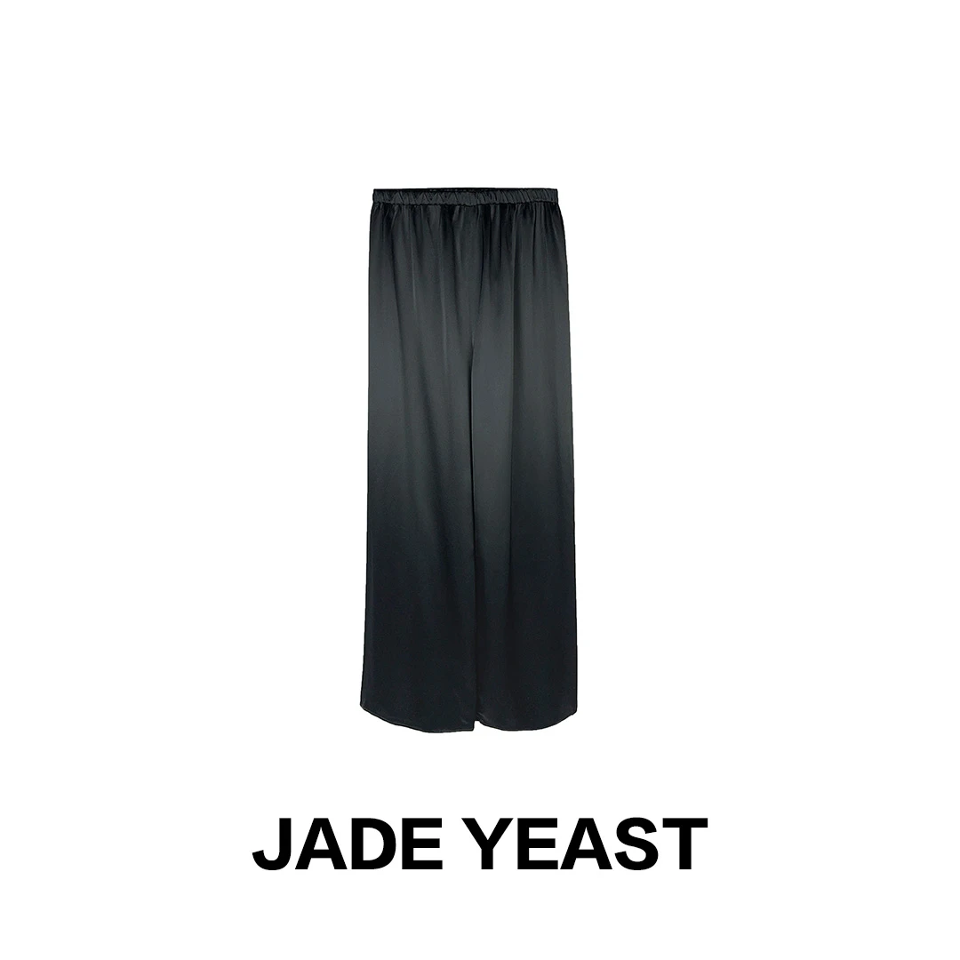 JADE YEAST|松紧腰醋酸亮面阔腿休闲裤-5053