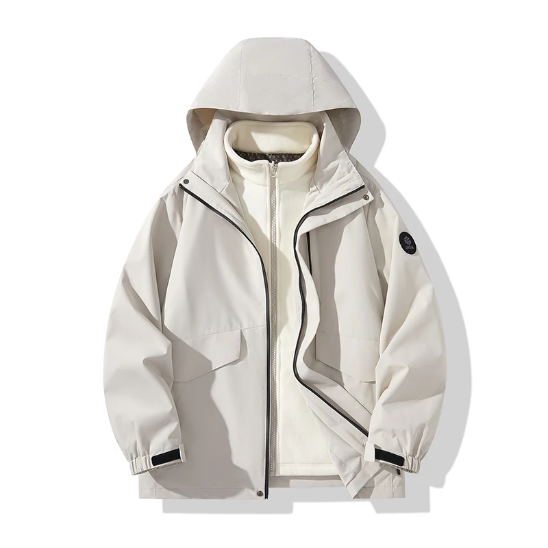 三合一秋冬防风可拆卸帽户外情侣夹克休闲连帽工装开衫外套8