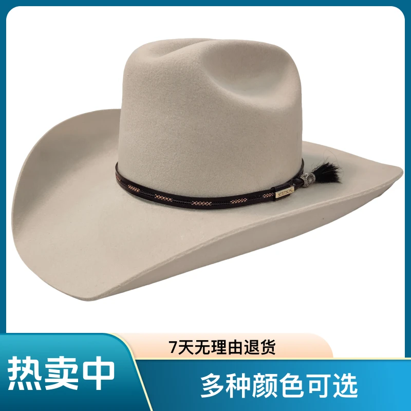 新款西部大牛仔纯羊毛欧美风时尚百搭藏式毡帽