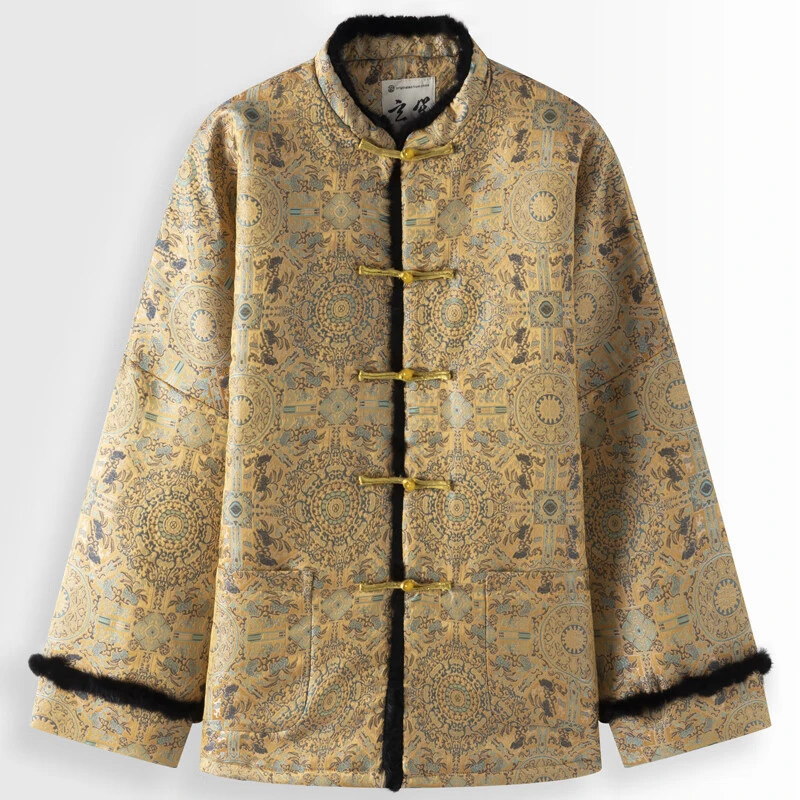 玄笙唐装棉袄男中国风男装外套国潮印花棉衣新中式水貂领盘扣厚棉