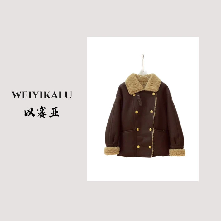 以赛亚 钓星星 24年YJ新款皮草复古双排扣进口皮毛一体993151