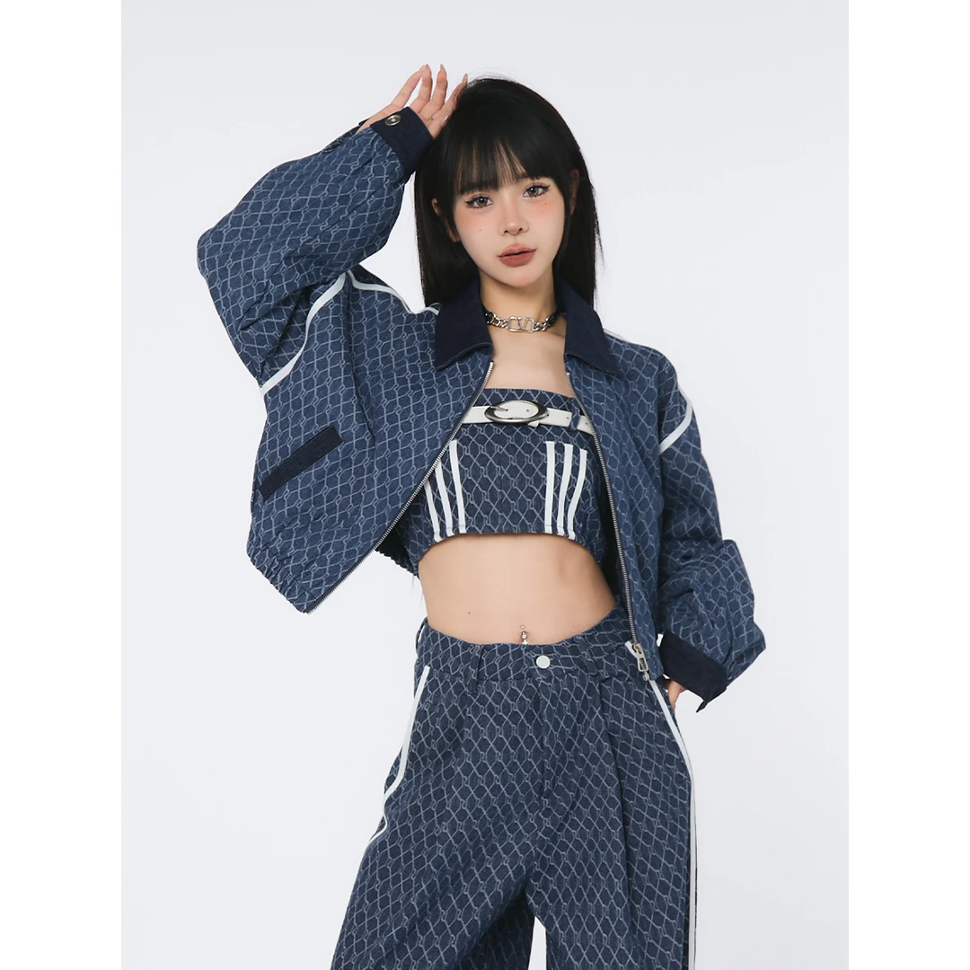 BullyOrange别欺负桔子 美式辣妹牛仔外套2024新款套装