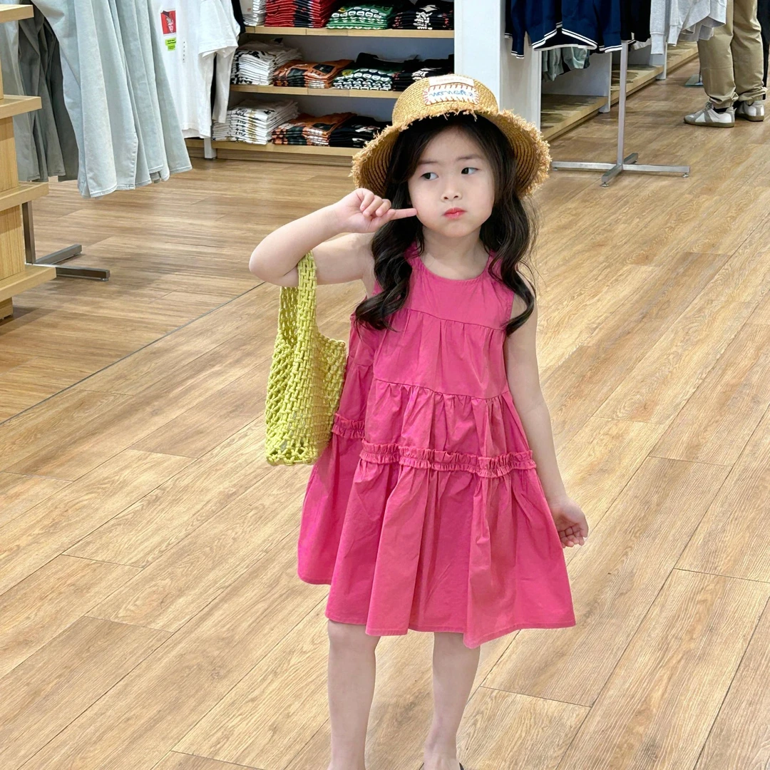 女童韩版洋气度假风连衣裙2024春夏女宝休闲背心长裙森系裙仙女裙