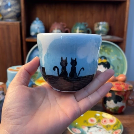 瓦当景德镇釉下手绘陶瓷。