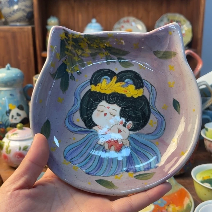 瓦当景德镇釉下手绘陶瓷。