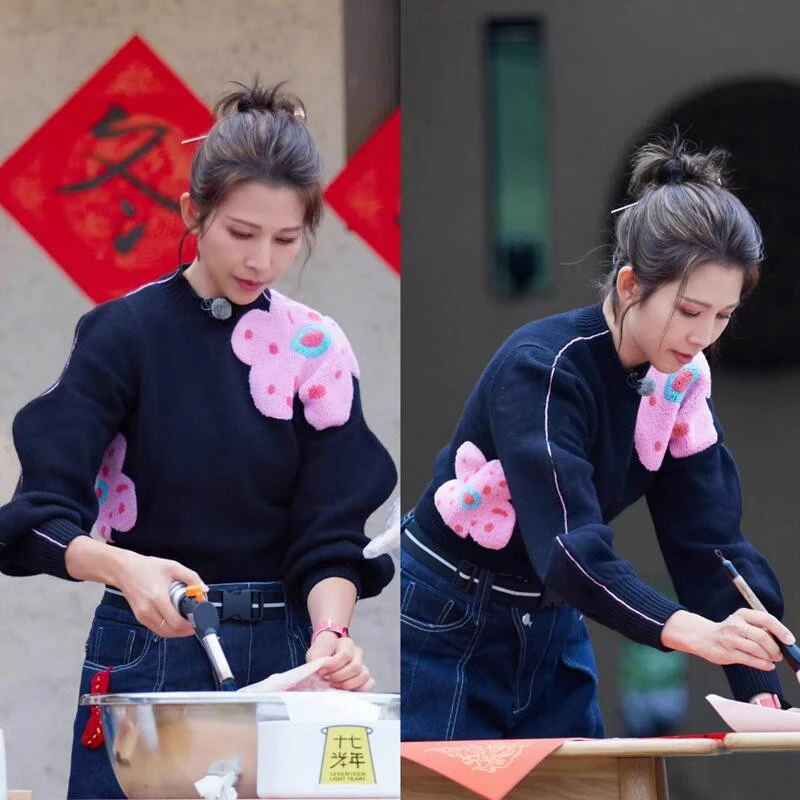 【向阳】我们的美好生活蔡少芬同款衣服花朵刺绣毛衣针织衫.Y4984