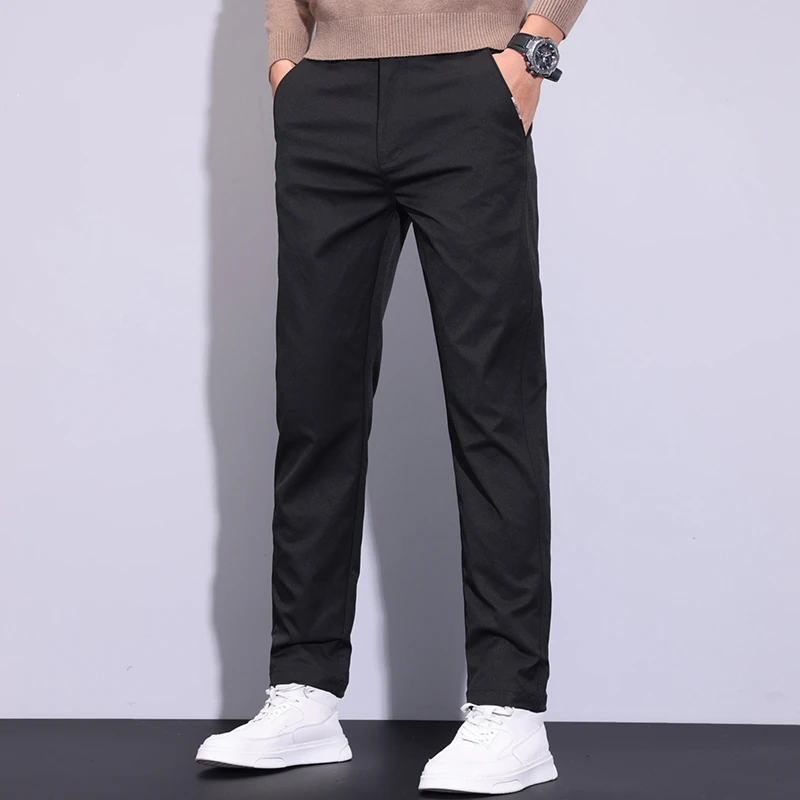 CANELIN KISKHA潮流百搭品质高档男士商务修身直筒休闲裤