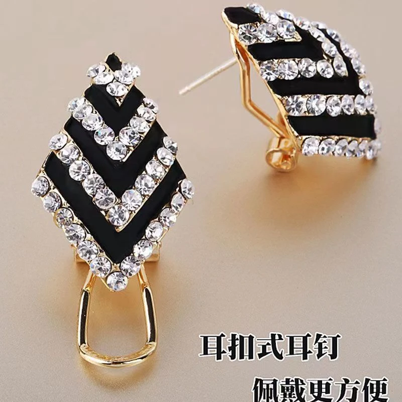 铜合金合成锆石耳饰 日韩简约百搭S925银针耳扣式耳钉气质时尚