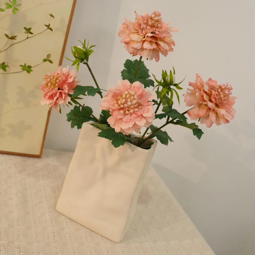 松虫草 仿真花 餐桌花 秋粉色高级感茶几花 简约风